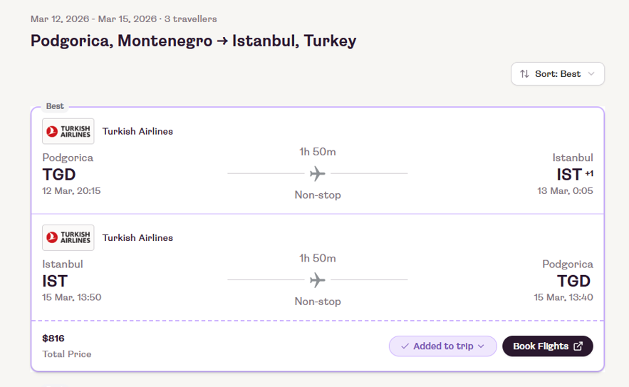 Layla AI review I clicked Get Live Prices — and Layla pulled real Turkish Airlines flights