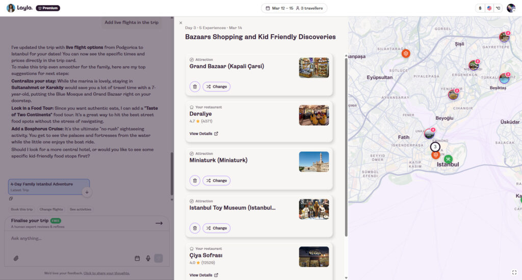 Layla day-by-day plan with kid-friendly Istanbul Toy Museum