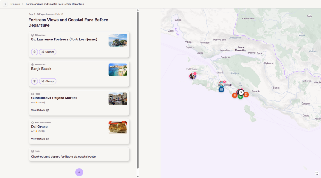 Layla AI itinerary Day 3 — St. Lawrence Fortress and departure from Dubrovnik