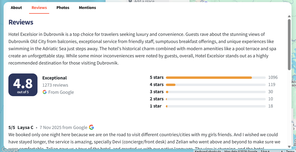 Hotel Excelsior reviews 4.8 out of 5 from 1273 Google reviews