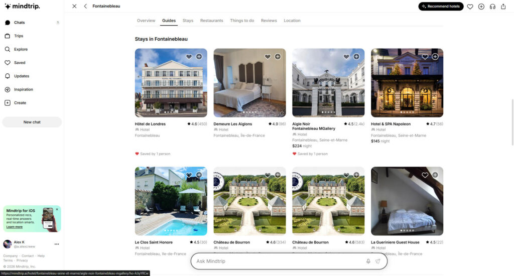 Hotels Fontainebleau location with ratings and prices