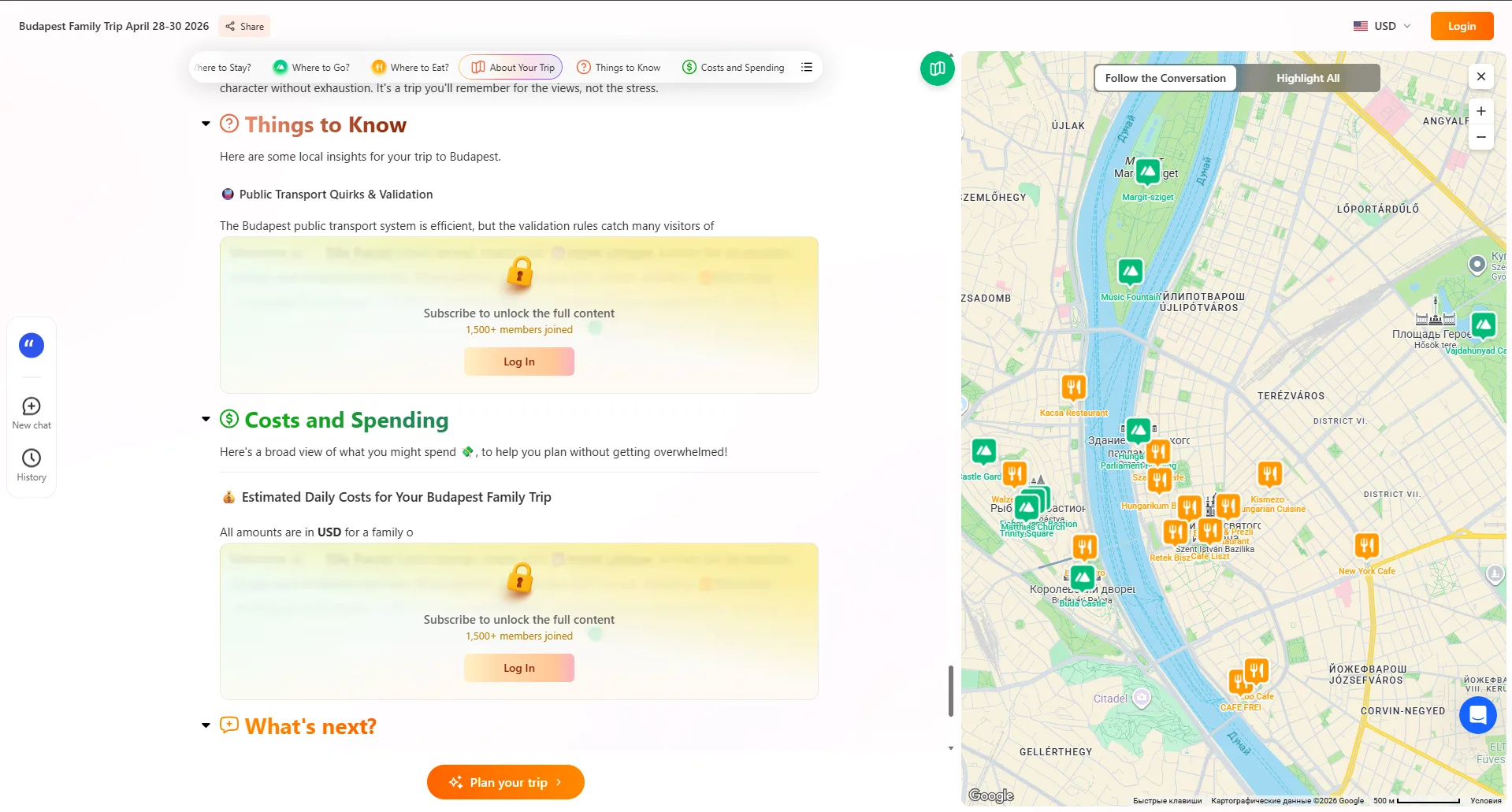 iMean AI parallel generation test showing two browser tabs producing different trip plans from the same prompt.