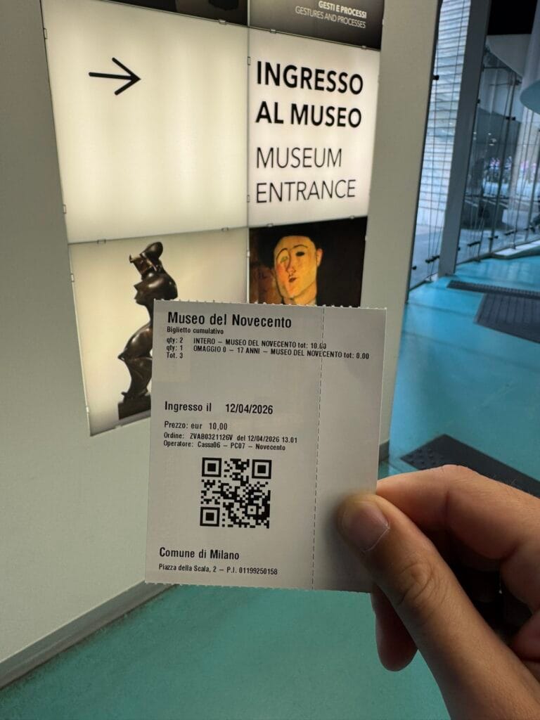 Museo del Novecento ticket in Milan.