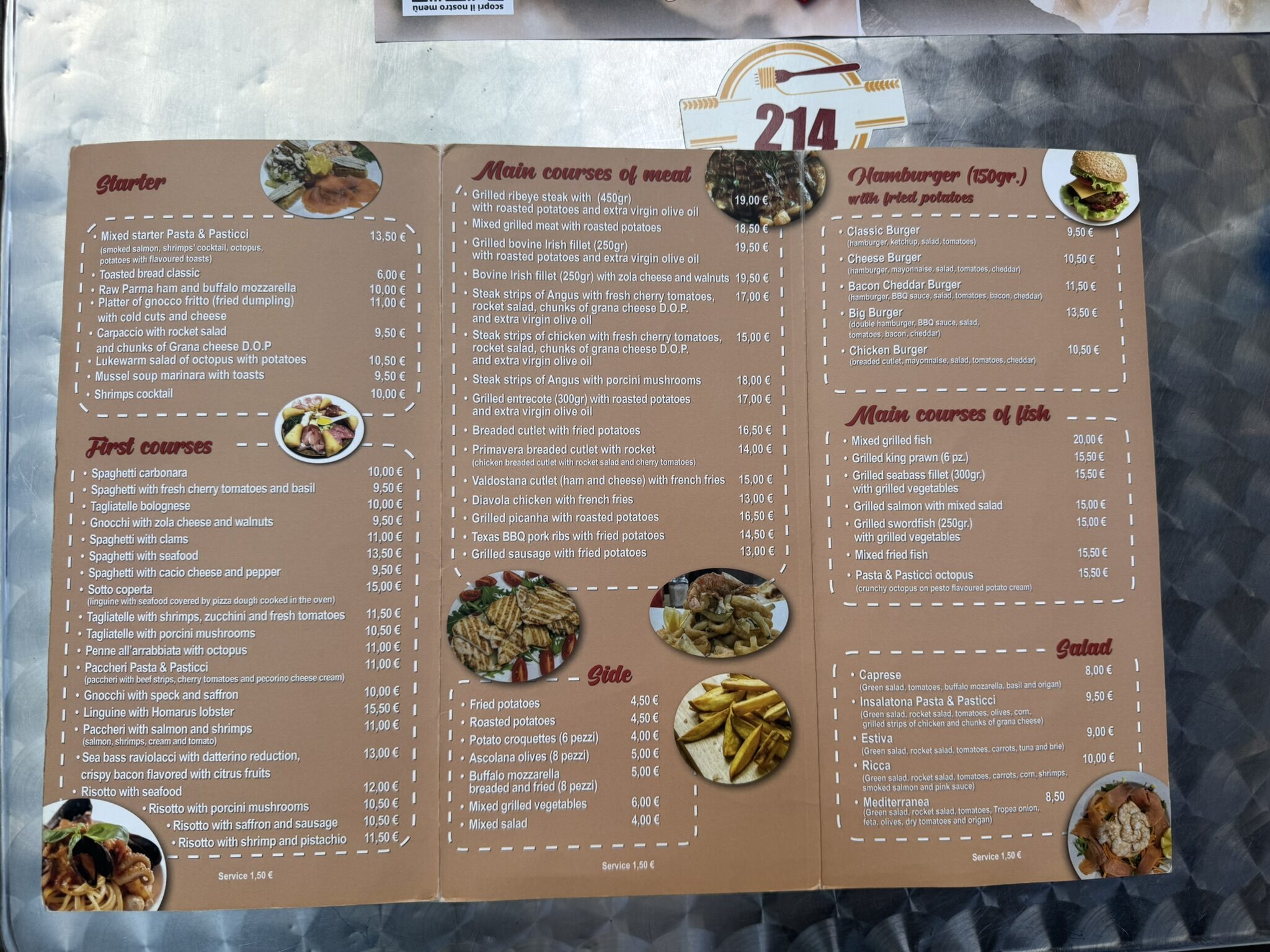 Pasta and Pasticci menu in Cerro Maggiore.